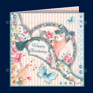 Tarjeta de bolsillo doble con pájaro cantor y etiquetas Tarjeta descargable Descarga digital DESCARGA INMEDIATA Cumpleaños Día de la Madre Lista para imprimir hoy
