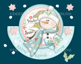Winter Snow Rocker Card Kit Downloadable Card Envelope Decoupage Digital Download Instant Download Christmas Card Ready to Print