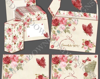 Roses & Butterflies Tailored For You, Stationery Set with Tote Bag. Note Paper, Envelopes, Note Cards, Gift Box