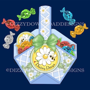 Kosz prezentowy Daisy Days z kokardkami do decoupage'u Etykieta prezentowa i papier podkładowy idealny na małe prezenty lub słodycze Gotowy do druku NATYCHMIASTOWE POBIERANIE CYFROWE