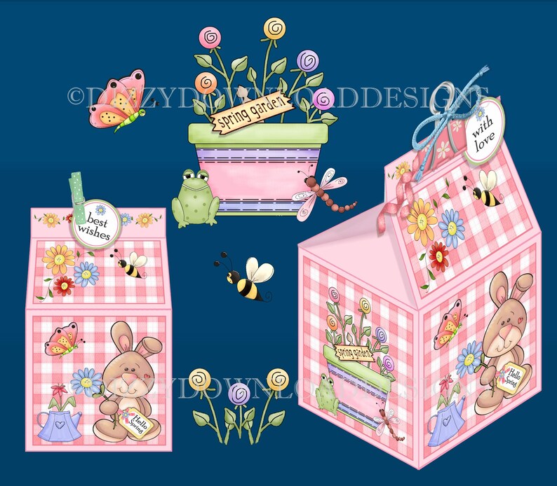 Spring Garden Printable Milk Box Cartons INSTANT DOWNLOAD Ready to ...