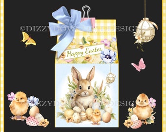 Boîte en carton de lait imprimable Lapin de Pâques TÉLÉCHARGEMENT IMMÉDIAT Prêt à imprimer Il suffit d'imprimer, de couper et de coller