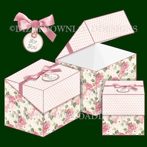 Floral Flip Lid Boxes Conjunto descargable de 3 cajas Descarga digital Imprimibles DESCARGA INSTANTE Cajas de regalo listas para imprimir