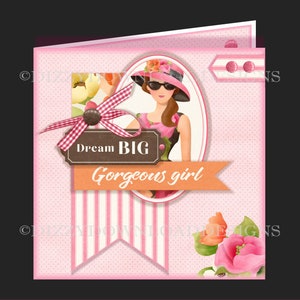 Carte téléchargeable pour fille magnifique avec divers inserts Decoupage Envy, prête à imprimer, TÉLÉCHARGEMENT IMMÉDIAT pour fille, soeur, amie, etc.
