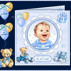 Niedliche kleine Geburtstagskind Karte Vorderseite mit Einsätzen Decoupage Geschenkkarte Alles bereit zum sofortigen Drucken zu Hause DIGITAL DOWNLOAD