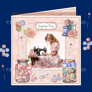 Buttons and Bows Printable Card Front Inserts Decoupage INSTANT DOWNLOAD Ready to Print