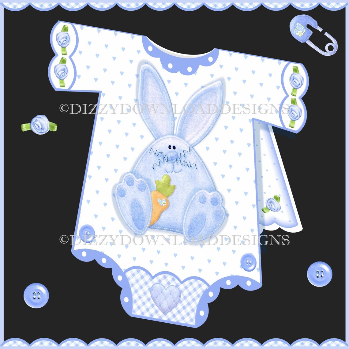 Boy Bunny Onesie Downloadable Card Kit Decoupage Envelope Etsy