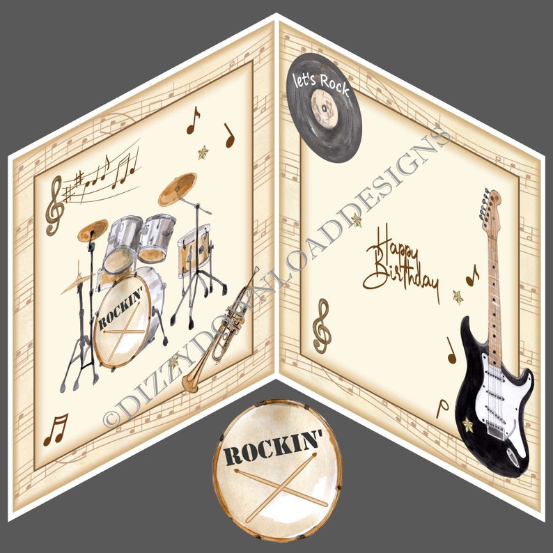 Let's Rock Music Card Front Digital Download for Men and - Etsy