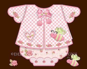 Baby Girl Matinée Romper Suit Printable Card Inserts Decoupage Envy INSTANT DOWNLOAD Ready to Print
