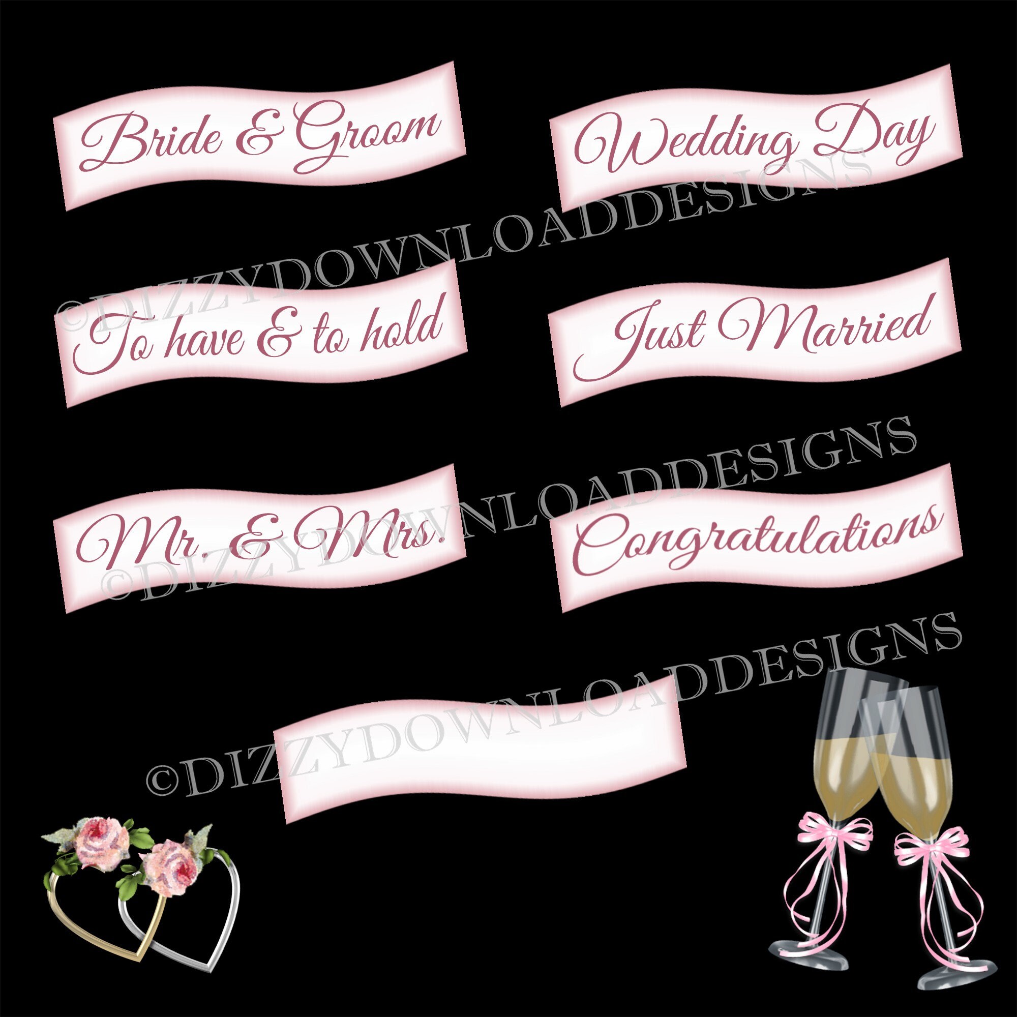 Bride and Groom Downloadable Wedding Card Kit Digital Download INSTANT ...