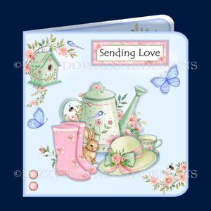 Cartão digital Pastel Spring Garden com vários encartes Decoupage Envy, pronto para imprimir DOWNLOAD INSTANTÂNEO para aniversários e dia das mães