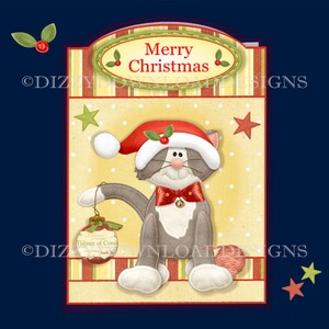 Purrfect Christmas downloadbare kaartkit Digitale download INSTANT DOWNLOAD Kerstkat Decoupaged kerstkaart Klaar om af te drukken