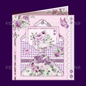 Cartão de bolso para download Happy Days Envy com inserções Decoupage Mini cartão Envy pronto para imprimir DOWNLOAD INSTANTÂNEO Feminino Várias ocasiões