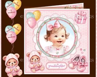 Sweet Little Birthday Girl Printable Card Front Gift Card Inserts Decoupage INSTANT DOWNLOAD Ready to Print