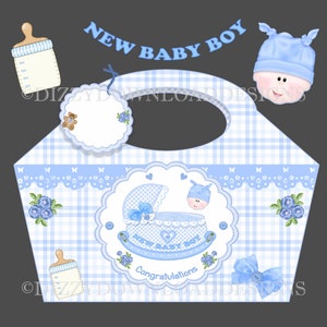 Cadeaumand pasgeboren babyjongen, digitale download. Ideaal voor babyshower