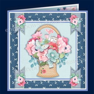 Kit de tarjeta descargable de cesta floral Descarga digital DESCARGA INSTANTE Cumpleaños femenino Aniversario del Día de las Madres Get Well Card Ready to Print