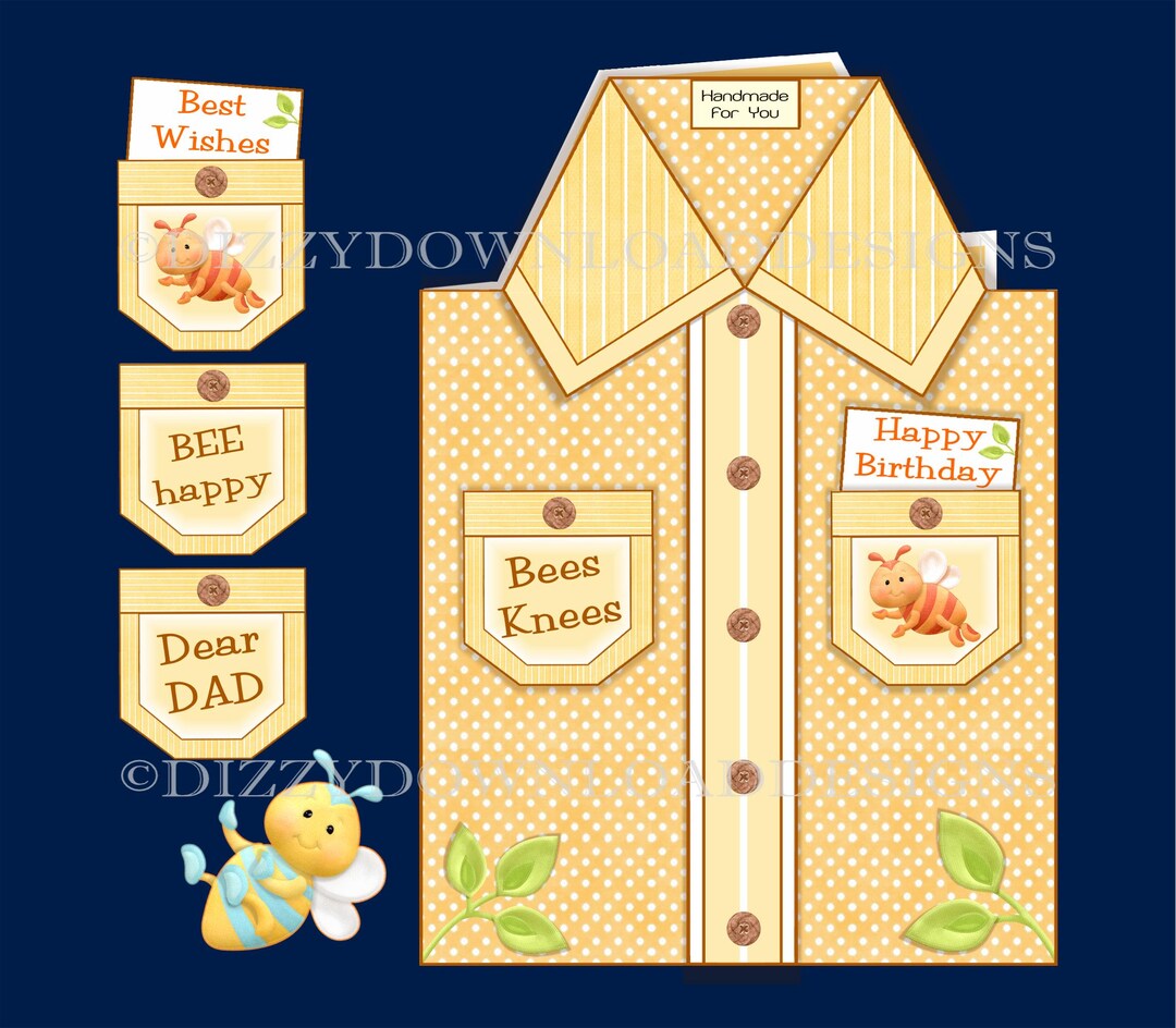 Bees Knees Printable Shirt Card Inserts Decoupage Envy INSTANT DOWNLOAD ...