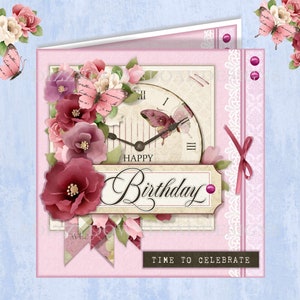 Es hora de celebrar la tarjeta de cumpleaños y aniversario descargable con decoupage Insert Envy Todo listo para imprimir Descarga digital DESCARGA INSTANTÁNEA