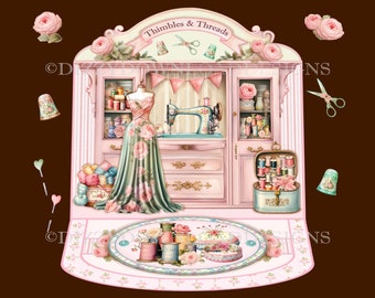 Thimbles & Threads Printable Easel Card Inserts Decoupage Envy INSTANT DOWNLOAD Ready to Print