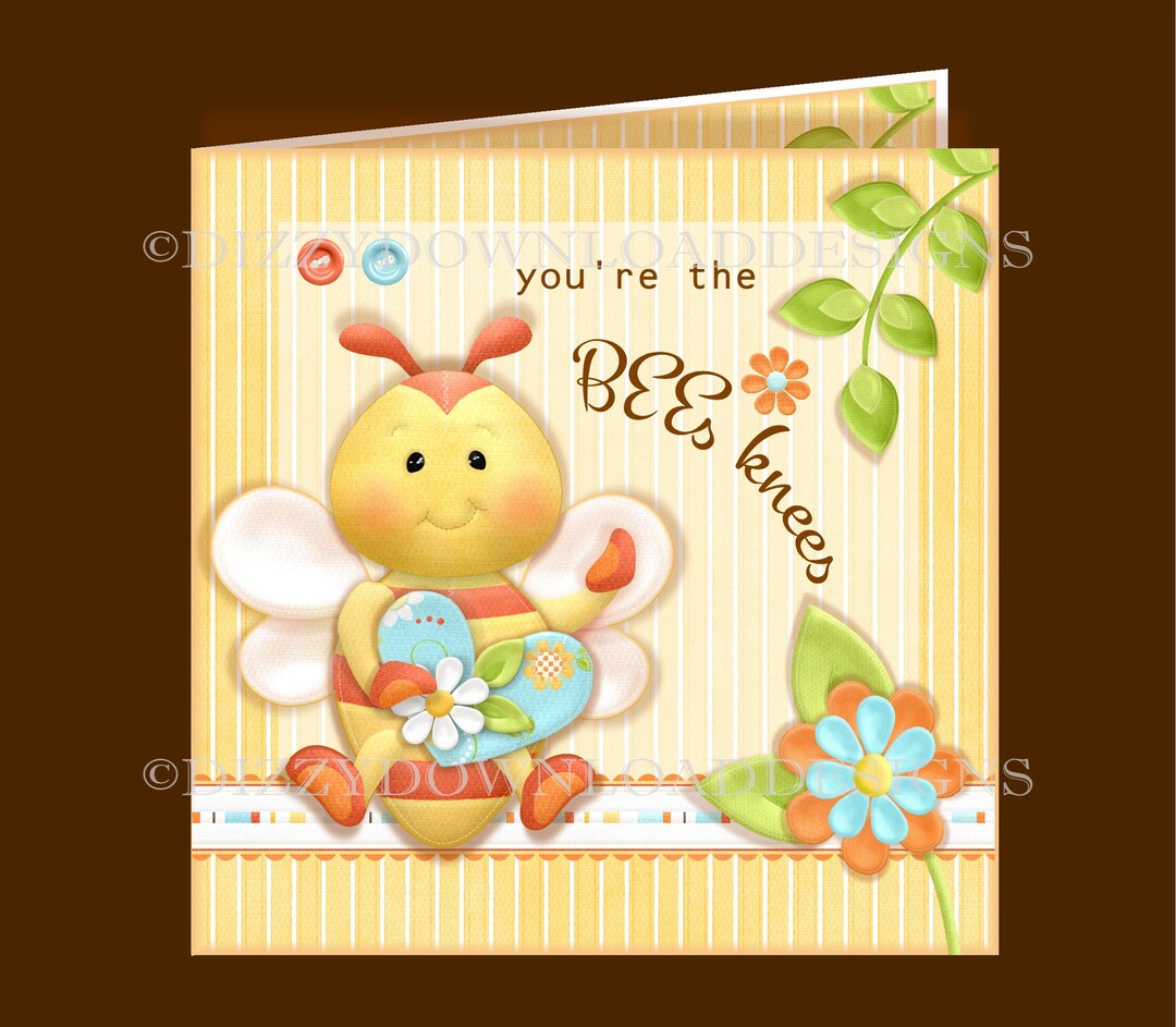 The Bees Knees Printable Cards Inserts Decoupage Envy INSTANT DOWNLOAD ...