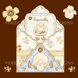 Speciaal voor EWE Envy-vormige kaart Downloadbare kaartenset Decoupage envelop Digitale download Instant Download Verjaardagskaart Klaar om af te drukken