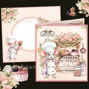 Master Chef Mouse scaricabile Compleanno, biglietto d'auguri per anniversario con inserto decoupage Envy Tutto pronto per la stampa Download digitale DOWNLOAD IMMEDIATO