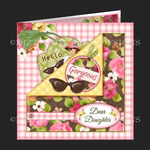 Hallo Wunderschöne Digitale Tasche Karte mit Einsätzen Tag Decoupage Neid Alle Bereit zum Drucken INSTANT DOWNLOAD für Tochter Schwester Nichte Freund usw