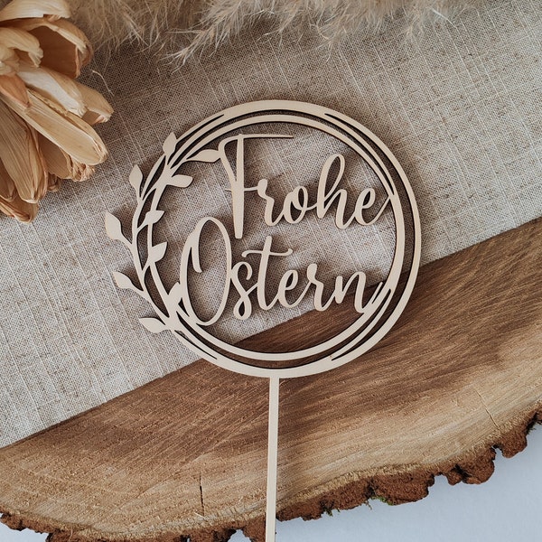 Frohe Ostern Cake Topper aus Holz