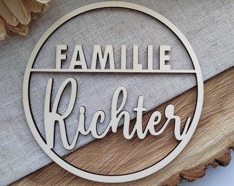 Familienschild aus Holz personalisiertes Türschild Dekoschild Holzstärke 4/6mm