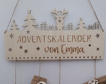 Personalized wooden Advent calendar, Christmas calendar, Advent calendar with name