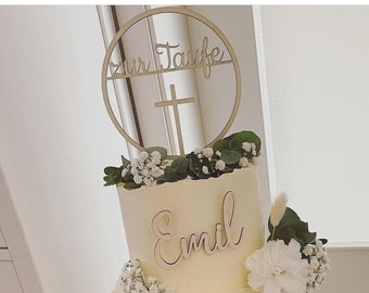 Cake Topper zur Taufe mit Kreuz