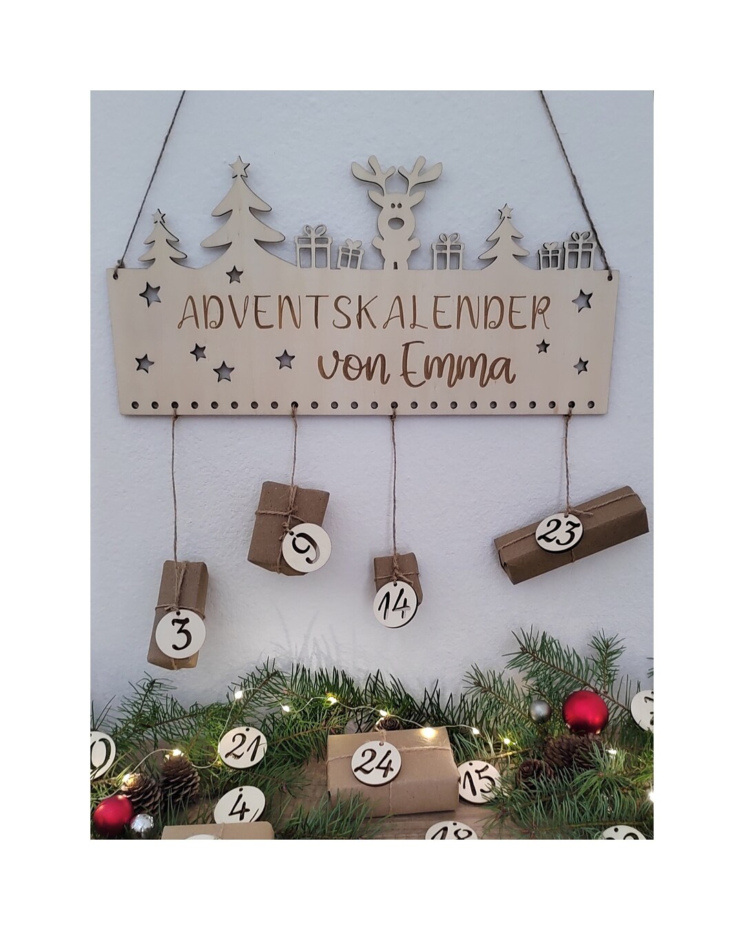 Personalisierter Adventskalender aus Holz, Holzstärke 4/6mm