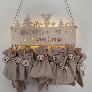 Personalisierter Adventskalender aus Holz, Holzstärke 4/6mm, Weihnachtskalender, Adventskalender mit Namen