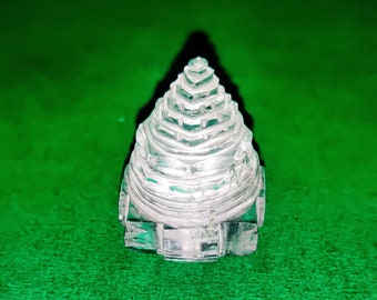 Crystal Shree Yantra, Natural Crystal Sphatik Shree Yantra for Prayer Room, Laxmi Pooja, & Gift, White Crystal Yantra