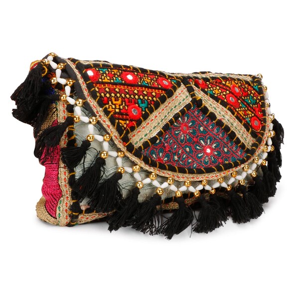 Handmade Cotton Ethnic Rajasthani Embroidered Bags for Women Sling Clutch with Handle Purses for girls