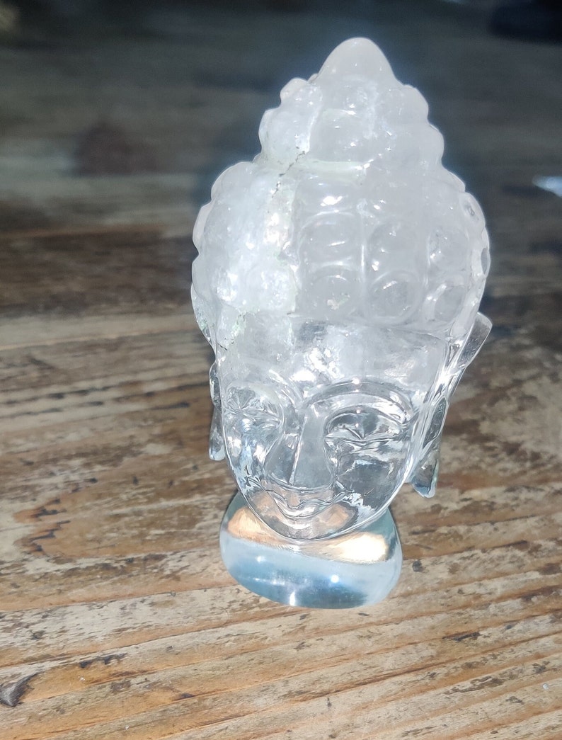 Buddha Head Figurine , Clear Quartz Buddha , Crystal Buddha, Spiritual ...