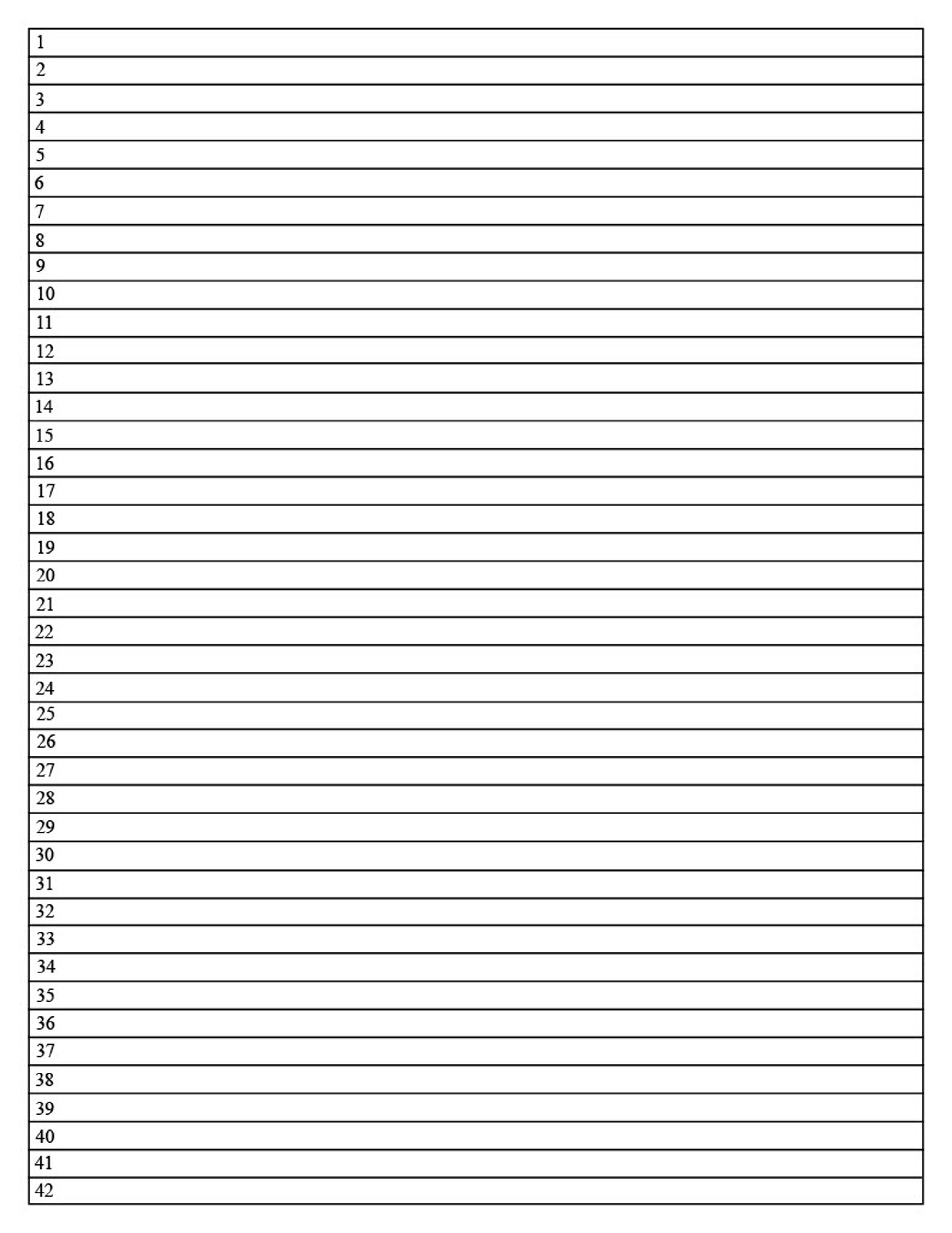 Quarterinch Lined Notebook Paper With Line Numbers Etsy