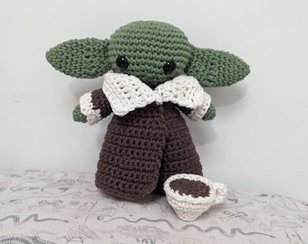 Grogu para bebé tejido a mano con chaqueta extraíble