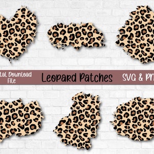 Leopard Print Patch Bundle, Cheetah Print PNG, Leopard Print Sublimation, Leopard Print Background, Distressed Leopard Print SVG Clipart