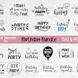 Verjaardag Citaten Bundel SVG, Verjaardag PNG, Verjaardag Quotes gesneden bestand voor Cricut Silhouette, Verjaardagsfeest Clipart, Vier Clipart