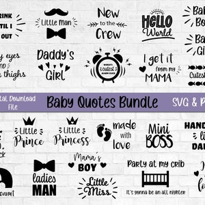 Baby Quotes Bundel SVG, Baby PNG, Baby bestanden voor Cricut, Baby Silhouet, Baby Cut Files Bundel, Baby Quotes SVG, Grappige Baby Quotes Clipart