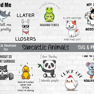 Sarcastic Animal Quotes Bundle, Funny Animal Quotes SVG, Funny Quotes PNG Sublimation, Funny Animal Sublimation Bundle Clipart