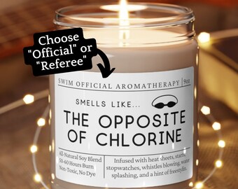 Swim Official Gift, Swim Candle, Swim Gift, Swim Referee, End of Season Gift for Official, Smells Like the Opposite of Chlorine Candle