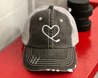 Hockey Hat, Hockey Gift, Hockey Mom Hat, Women's Hockey Gift, Hockey Hat Woman, Gift for Hockey Lover, Hockey Heart Hat, Hockey Team Mom