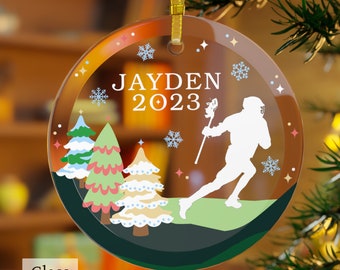 Lacrosse Ornament, Personalized Lacrosse Ornament, Lacrosse Player Christmas Ornament, Lacrosse Player Gift, Custom Lax Player Ornament