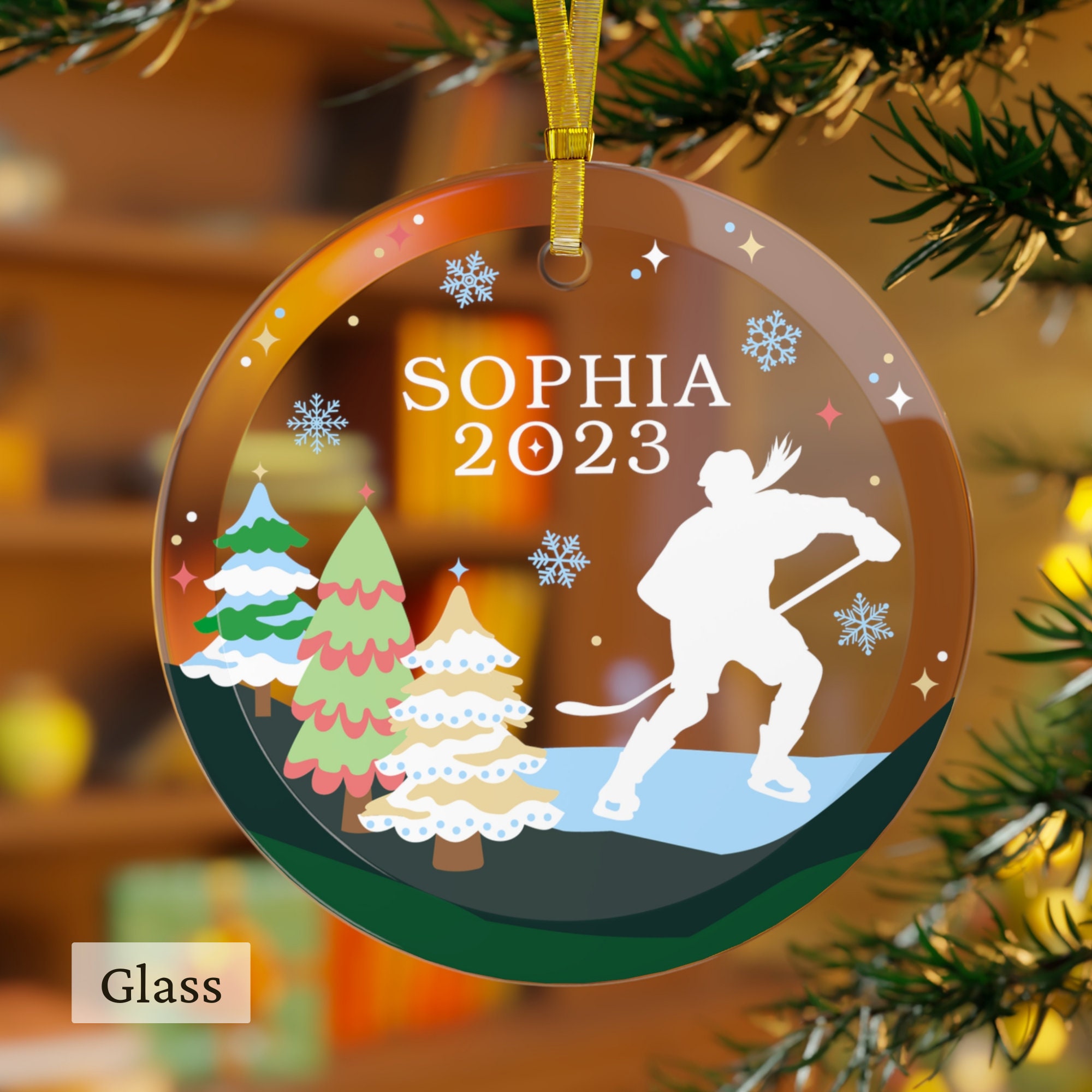 Personalized Womens Hockey Ornament, Girls Hockey Player Christmas Gift, Custom Woman Hockey Player Ornament 2023, Female Ice Hockey Gift