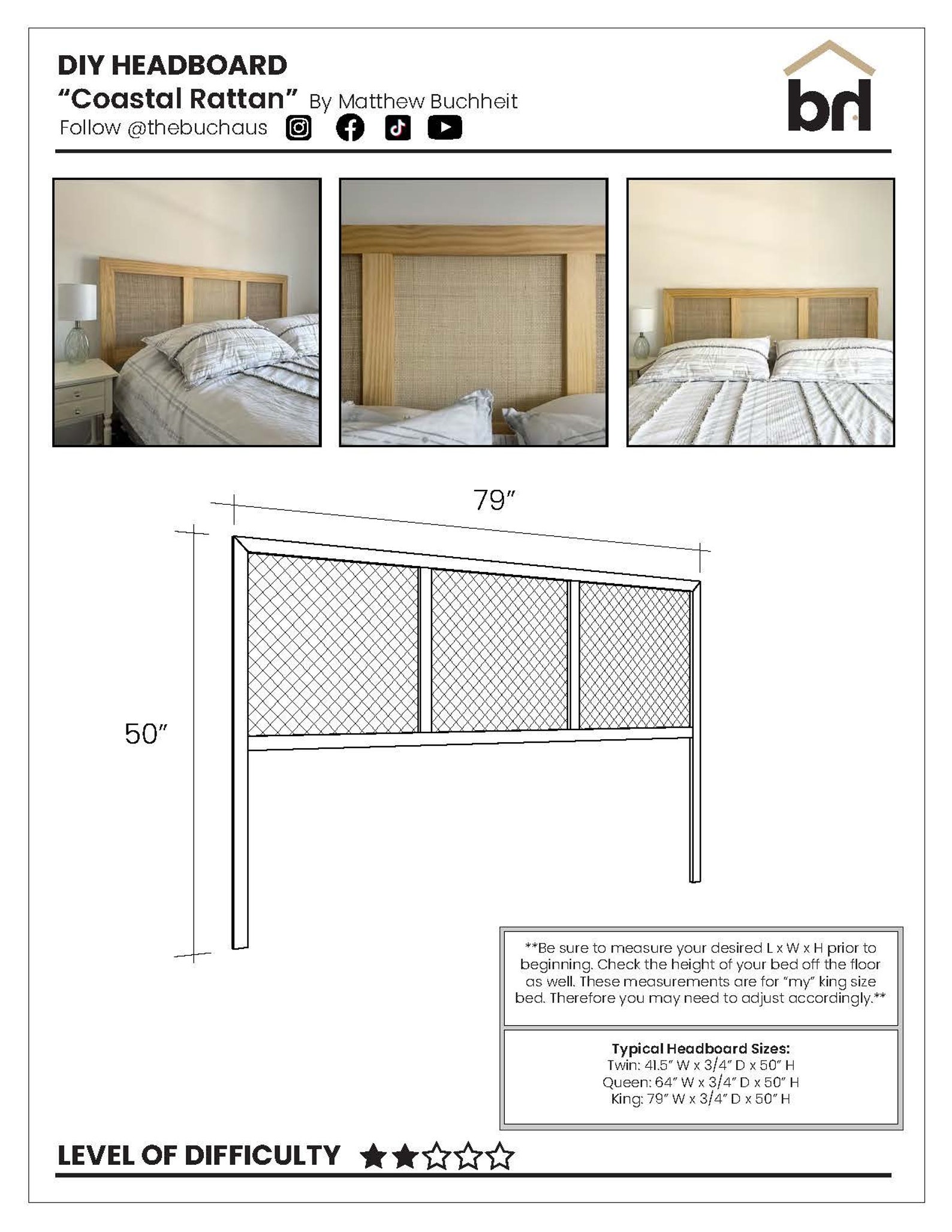 DIY Coastal Rattan Headboard PDF Plans Includes Stepbystep Etsy