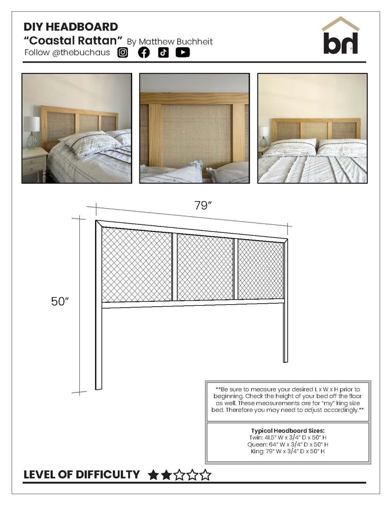 DIY Coastal Rattan Headboard PDF Plans Includes Stepbystep Etsy