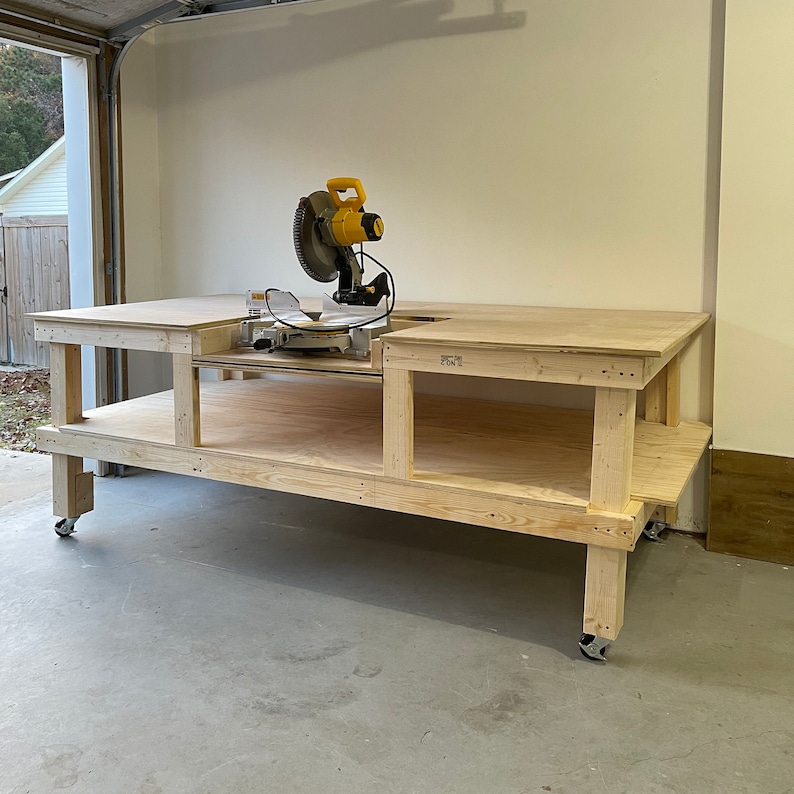 DIY Mobile Workbench PDF Plans for Miter Saw/Table Saw Includes Step-by-Step Guide w/ Free 3D Model by QR Code image 3