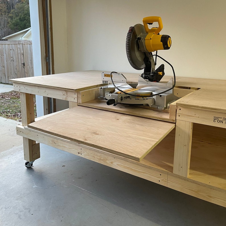 DIY Mobile Workbench PDF Plans for Miter Saw/Table Saw Includes Step-by-Step Guide w/ Free 3D Model by QR Code image 4